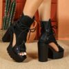 Women'S Fashion Retro Roman Open Toe Ankle Booties