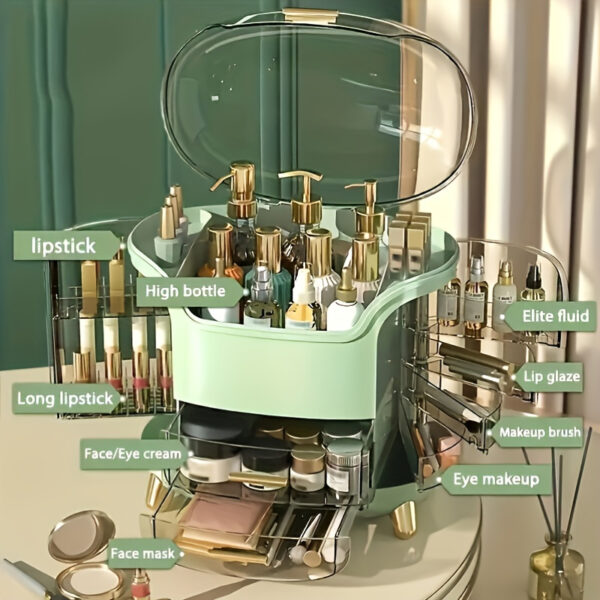 Acrylic Cosmetic Organizer, Multi-Functional Dust-Proof Skincare Jewelry Storage Box