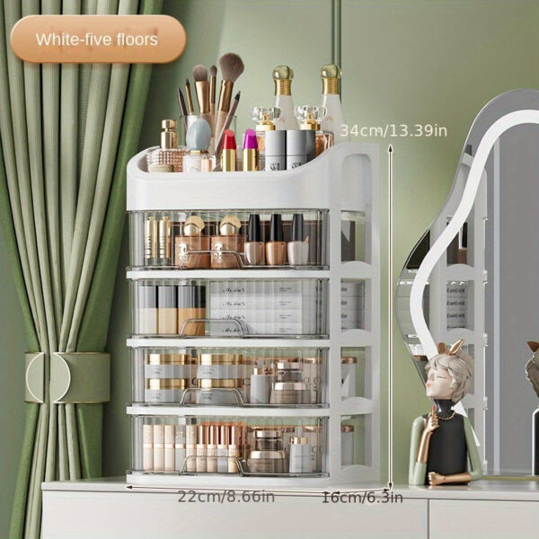 2-Tier Clear Plastic Makeup Organizer with Drawers