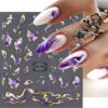 3pcs FULL BEAUTY Nail Art Stickers, 3D Marble Blue Wave Smoke Design