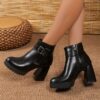 Elegant White Ankle Boots with Metallic Buckle Accent