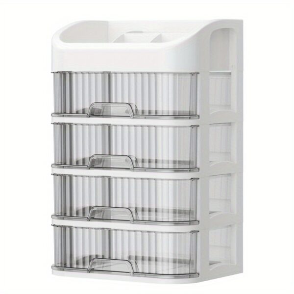 2-Tier Clear Plastic Makeup Organizer with Drawers