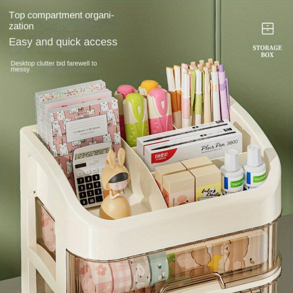 2-Tier Clear Plastic Makeup Organizer with Drawers