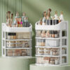 2-Tier Clear Plastic Makeup Organizer with Drawers