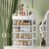 2-Tier Clear Plastic Makeup Organizer with Drawers