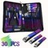 30pcs Stainless Steel Manicure Set in Dazzling Purple & Blue - Modern Style Nail Clippers