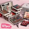 Portable Travel Facial Cosmetics Full Set Leopard Print Matte Velvet