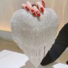 Luxurious Evening Clutch With Water Diamond Decoration, Heart-shaped Design