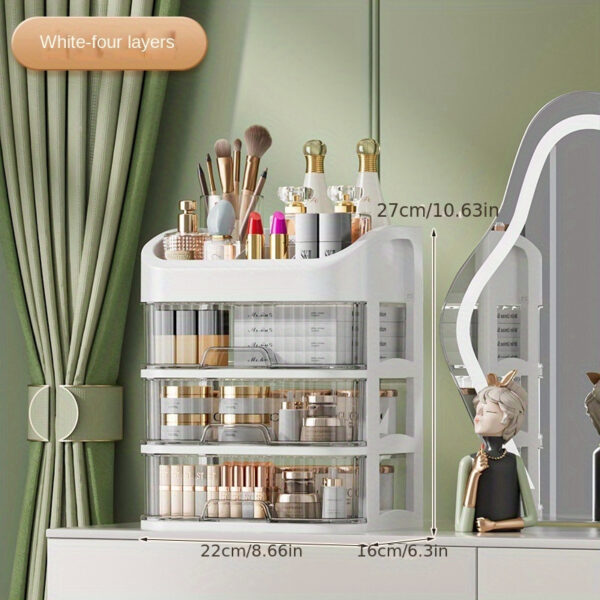 2-Tier Clear Plastic Makeup Organizer with Drawers