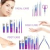 30pcs Stainless Steel Manicure Set in Dazzling Purple & Blue - Modern Style Nail Clippers