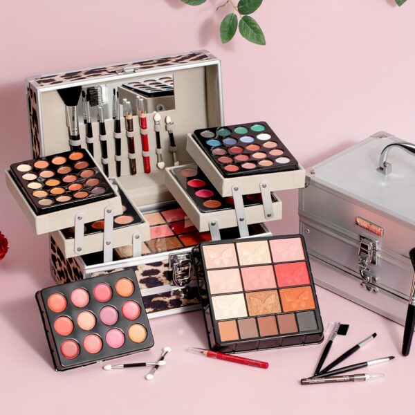 Portable Travel Facial Cosmetics Full Set Leopard Print Matte Velvet