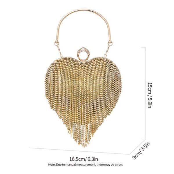 Luxurious Evening Clutch With Water Diamond Decoration, Heart-shaped Design
