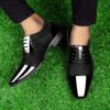 Men's Elegant Black & White Faux Dress Shoes