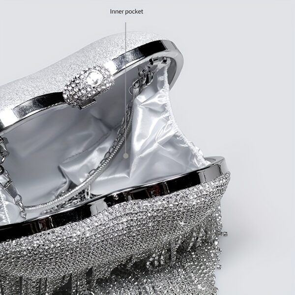 Luxurious Evening Clutch With Water Diamond Decoration, Heart-shaped Design