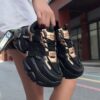 Women's Trendy Black Letter Patchwork Breathable Sneakers