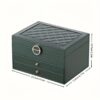 1pc Elegant 3-Layer Faux Leather Jewelry Organizer Box with Lock