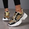 Women's Glittery Golden Sneakers