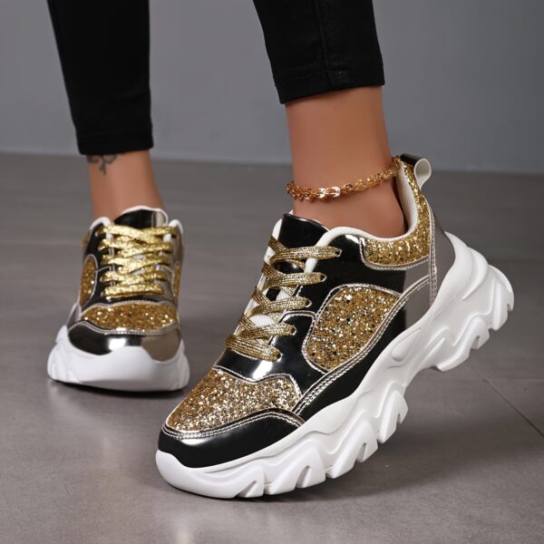 Women's Glittery Golden Sneakers