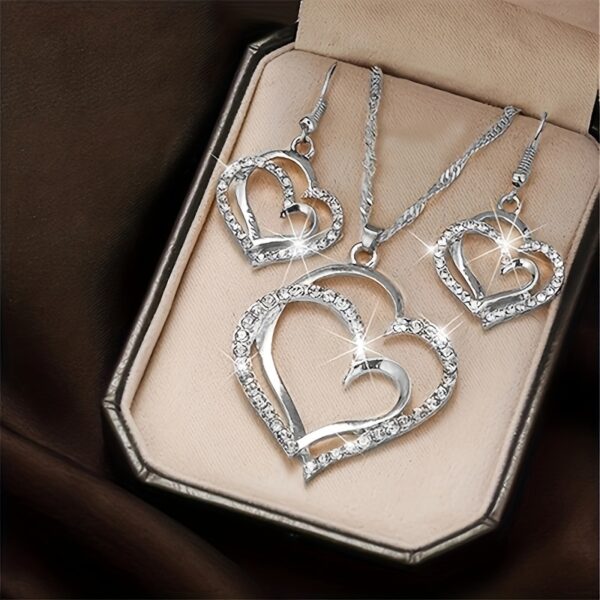 3pcs Set of Double Love Peach Heart Women's Outfit