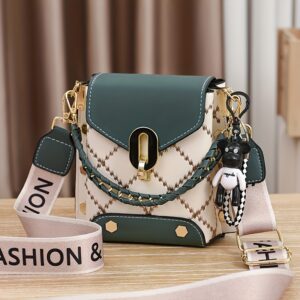 [Commuter Friendly] Stylish Women's Quilted Crossbody Bag with Golden-Tone Hardware & Adjustable Strap - Versatile Shoulder Bag in White/Ivory/Black, Perfect for Daily Commute & Casual Use, Small Crossbody Bag
