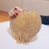 Luxurious Evening Clutch With Water Diamond Decoration, Heart-shaped Design