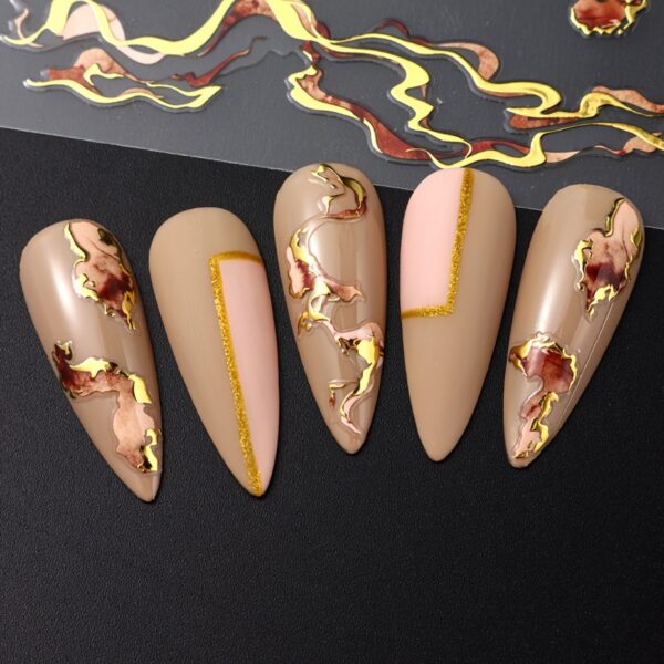 3pcs FULL BEAUTY Nail Art Stickers, 3D Marble Blue Wave Smoke Design
