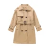 4-13 Years Teen Girls Long Trench Coats New Fashion England Style Windbreaker Jacket