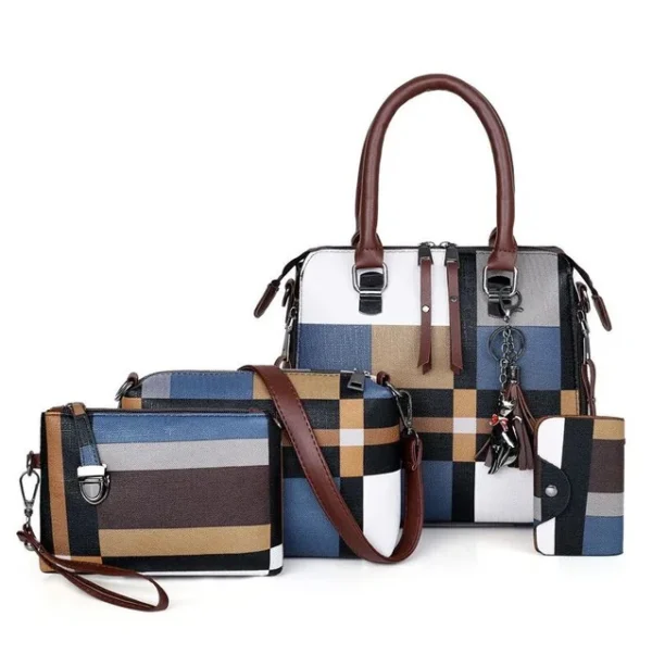 Luxury Handbags plaid Women Bags Designer New tassel Purses and Handbags Set 4 Pieces