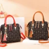 Fashion English Letter Handbag Women PU Leather Tassel Top-handle Bag Luxury Shoulder Bag