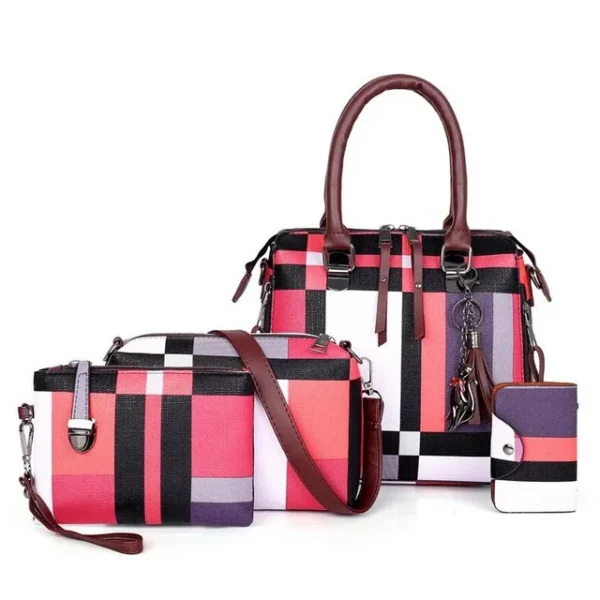Luxury Handbags plaid Women Bags Designer New tassel Purses and Handbags Set 4 Pieces