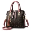 Fashion English Letter Handbag Women PU Leather Tassel Top-handle Bag Luxury Shoulder Bag