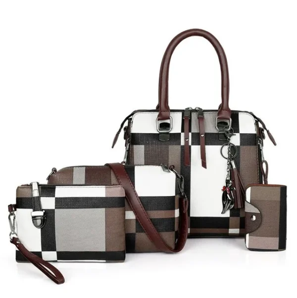 Luxury Handbags plaid Women Bags Designer New tassel Purses and Handbags Set 4 Pieces