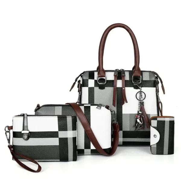 Luxury Handbags plaid Women Bags Designer New tassel Purses and Handbags Set 4 Pieces