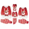 New 2025 Matching Family Christmas Pajamas Outfit Long Sleeve Deer Snowflake Print Pullover Pants Set For Adult Kids