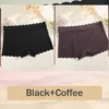 2PCS Women's Panties Seamless Wavy Edge Silk Satin Boxers Underwear