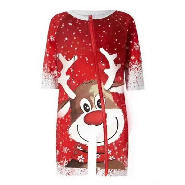 New 2025 Matching Family Christmas Pajamas Outfit Long Sleeve Deer Snowflake Print Pullover Pants Set For Adult Kids
