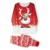 New 2025 Matching Family Christmas Pajamas Outfit Long Sleeve Deer Snowflake Print Pullover Pants Set For Adult Kids