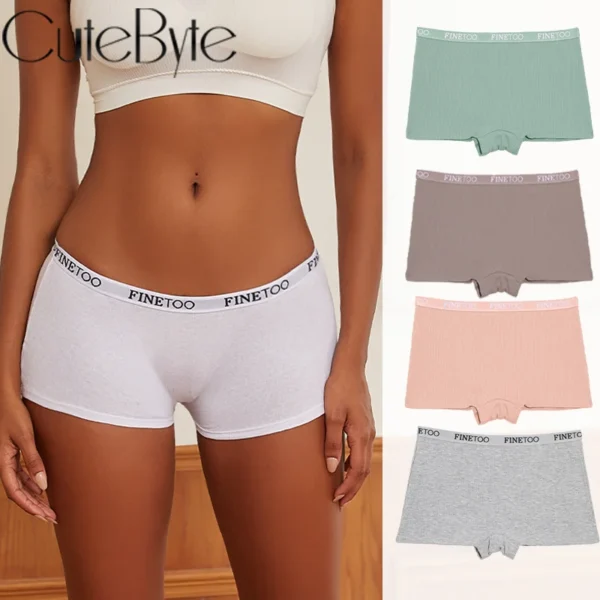 Seamless Women Cotton Boxers Underwear Ice Silk Shorts