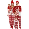 New 2025 Matching Family Christmas Pajamas Outfit Long Sleeve Deer Snowflake Print Pullover Pants Set For Adult Kids