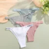 FINETOO 4Pcs/Set Cotton Letter Belt Underwear Women's Panties Sexy Low-Waist