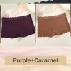 2PCS Women's Panties Seamless Wavy Edge Silk Satin Boxers Underwear