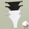 FINETOO 4Pcs/Set Cotton Letter Belt Underwear Women's Panties Sexy Low-Waist