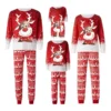 New 2025 Matching Family Christmas Pajamas Outfit Long Sleeve Deer Snowflake Print Pullover Pants Set For Adult Kids