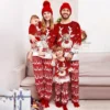 New 2025 Matching Family Christmas Pajamas Outfit Long Sleeve Deer Snowflake Print Pullover Pants Set For Adult Kids