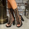 Women's Fashion Lace Up Heels, Strappy Platform Sandals
