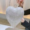Luxurious Evening Clutch With Water Diamond Decoration, Heart-shaped Design