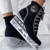 Women's Solid Color Denim Boots, Lace Up Trendy Platform Comfy Shoes