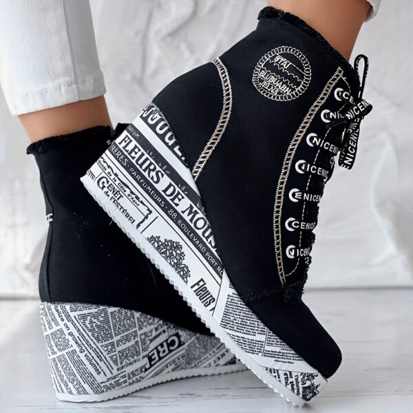 Women's Solid Color Denim Boots, Lace Up Trendy Platform Comfy Shoes