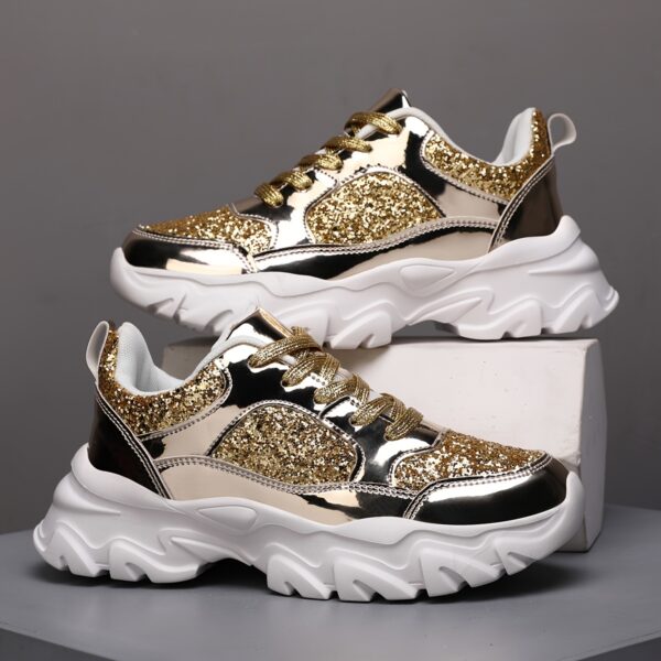Women's Glittery Golden Sneakers
