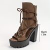 Women'S Fashion Retro Roman Open Toe Ankle Booties